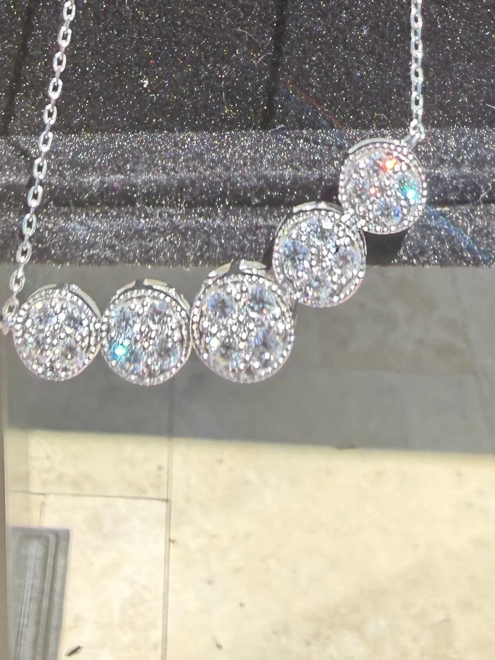 Sparkling Silver Natural Five-Disk Pendant Necklace-Adjustable